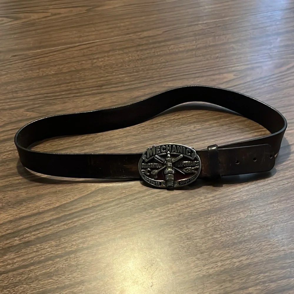 VINTAGE Mechanic Belt Buckle Leather Great American Buckle Company